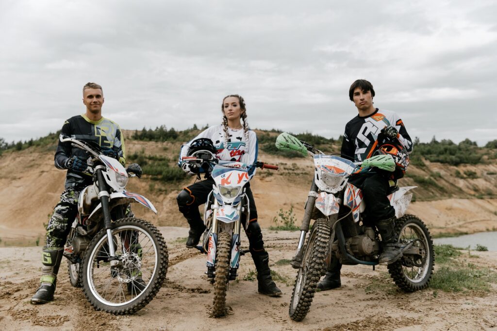 Mixed Group Of Dirt Bike Riders